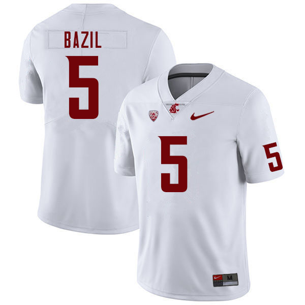 Men #5 Jouvensly Bazil Washington State Cougars College Football Jerseys Sale-White - Click Image to Close